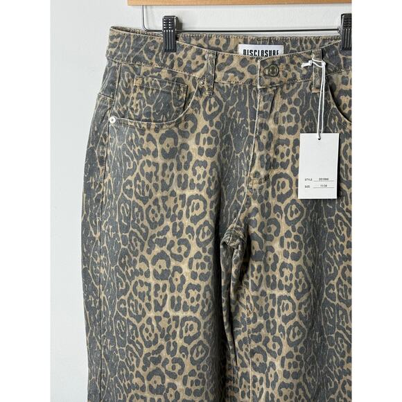 NEW Disclosure Leopard Print Jeans Women 30 Brown Gray Baggy Neutral Viral - Picture 3 of 8